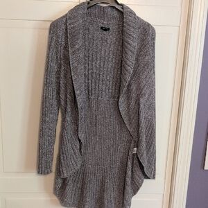 Apt. 9 Women's Gray Sparkle Cardigan Sweater, Extra Long With Fluted Hem Size 1x